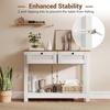 image:imageGiantex 42 Farmhouse Console Table with 2 Drawers Modern Wood Entryway Table Narrow Long Sofa Tables with Open Storage Shelf for Living Room Hallway Entrance Foyer Rustic Vintage White amp Brown