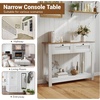 image:imageGiantex 42 Farmhouse Console Table with 2 Drawers Modern Wood Entryway Table Narrow Long Sofa Tables with Open Storage Shelf for Living Room Hallway Entrance Foyer Rustic Vintage White amp Brown
