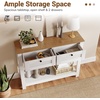 image:imageGiantex 42 Farmhouse Console Table with 2 Drawers Modern Wood Entryway Table Narrow Long Sofa Tables with Open Storage Shelf for Living Room Hallway Entrance Foyer Rustic Vintage White amp Brown
