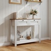 image:imageGiantex 42 Farmhouse Console Table with 2 Drawers Modern Wood Entryway Table Narrow Long Sofa Tables with Open Storage Shelf for Living Room Hallway Entrance Foyer Rustic Vintage White amp Brown