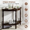 image:imageGiantex 42 Half Moon Console Table 2Tier SemiCircle Entryway Table with Storage Shelf amp Carved Rubber Wood Legs Vintage Round Curved Sofa Tables for Living Room Hallway Entrance