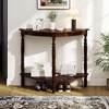 image:imageGiantex 42 Half Moon Console Table 2Tier SemiCircle Entryway Table with Storage Shelf amp Carved Rubber Wood Legs Vintage Round Curved Sofa Tables for Living Room Hallway Entrance