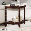 image:imageGiantex 42 Half Moon Console Table 2Tier SemiCircle Entryway Table with Storage Shelf amp Carved Rubber Wood Legs Vintage Round Curved Sofa Tables for Living Room Hallway Entrance
