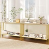 image:imageGiantex 44 Gold Console Table with Shelf Narrow Long Entryway Table with Dual AntiTipping Kits amp Metal Frame 2Tier Sofa Table Behind Couch Hallway Table for Living Room Entrance FoyerWhite  Yellow