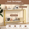 image:imageGiantex 44 Gold Console Table with Shelf Narrow Long Entryway Table with Dual AntiTipping Kits amp Metal Frame 2Tier Sofa Table Behind Couch Hallway Table for Living Room Entrance FoyerWhite  Yellow