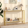 image:imageGiantex 44 Gold Console Table with Shelf Narrow Long Entryway Table with Dual AntiTipping Kits amp Metal Frame 2Tier Sofa Table Behind Couch Hallway Table for Living Room Entrance FoyerWhite  Yellow