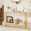 image:imageGiantex 44 Gold Console Table with Shelf Narrow Long Entryway Table with Dual AntiTipping Kits amp Metal Frame 2Tier Sofa Table Behind Couch Hallway Table for Living Room Entrance FoyerWhite  Yellow