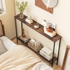 image:imageGiantex 44 Gold Console Table with Shelf Narrow Long Entryway Table with Dual AntiTipping Kits amp Metal Frame 2Tier Sofa Table Behind Couch Hallway Table for Living Room Entrance FoyerRustic Brown  Black