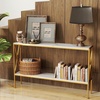 image:imageGiantex 47 Narrow Console Table 2Tier Industrial Entryway Table with Open Storage Shelves amp XShaped Metal Frame Faux Marble Sofa Table Behind Couch for Living Room Hallway Foyer Office