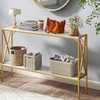 image:imageGiantex 47 Narrow Console Table 2Tier Industrial Entryway Table with Open Storage Shelves amp XShaped Metal Frame Faux Marble Sofa Table Behind Couch for Living Room Hallway Foyer Office