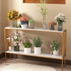 image:imageGiantex 47 Narrow Console Table 2Tier Industrial Entryway Table with Open Storage Shelves amp XShaped Metal Frame Faux Marble Sofa Table Behind Couch for Living Room Hallway Foyer Office