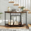 image:imageGiantex 51 Console Table with 2 Drawers 2Tier Narrow Entryway Table with Open Storage Shelf Hexagonal Freestanding Sofa Tables Behind Couch for Living Room Hallway Entrance Rustic Brown