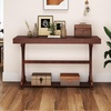 image:imageGiantex 52 Narrow Console Table Vintage Accent Entryway Table with Open Storage Shelf Long Wooden Behind Couch Sofa Table with Antitip Kit for Small Spaces Living Room Hallway BlackWalnut