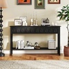 image:imageGiantex 60 Entryway Table Long Narrow Console Table with 4 Drawers and Open Storage Shelf Modern Slim Entry Tables Farmhouse Wooden Sofa Tables with AntiTip Kit for Living Room Hallway BlackBlack