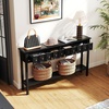 image:imageGiantex 60 Entryway Table Long Narrow Console Table with 4 Drawers and Open Storage Shelf Modern Slim Entry Tables Farmhouse Wooden Sofa Tables with AntiTip Kit for Living Room Hallway BlackBlack