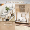 image:imageGiantex 71 Console Table 2Tier ExtraLong Gold Entryway Table wStorage Shelf Faux Marble Top Narrow Sofa Table with Geometric Frame Behind Couch Entry Table for Living Room Hallway FoyerStylish
