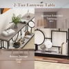 image:imageGiantex 71 Console Table 2Tier ExtraLong Gold Entryway Table wStorage Shelf Faux Marble Top Narrow Sofa Table with Geometric Frame Behind Couch Entry Table for Living Room Hallway FoyerModern