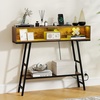 image:imageGiantex Console Table with Charging Station amp LED Lights 40 Entryway Table with Storage Shelves 3Tier Display Shelf for Small Space Sofa Table for Living Room BlackRustic Brown