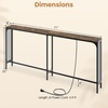 image:imageGiantex Console Table with Charging Station amp LED Lights 40 Entryway Table with Storage Shelves 3Tier Display Shelf for Small Space Sofa Table for Living Room BlackRustic Brown  Black