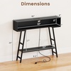 image:imageGiantex Console Table with Charging Station amp LED Lights 40 Entryway Table with Storage Shelves 3Tier Display Shelf for Small Space Sofa Table for Living Room BlackBlack