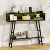 image:imageGiantex Console Table with Charging Station amp LED Lights 40 Entryway Table with Storage Shelves 3Tier Display Shelf for Small Space Sofa Table for Living Room BlackBlack