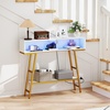 image:imageGiantex Console Table with Charging Station amp LED Lights 40 Entryway Table with Storage Shelves 3Tier Display Shelf for Small Space Sofa Table for Living Room BlackWhite  Gold