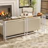 image:imageGiantex Console Table with Charging Station amp LED Lights 40 Entryway Table with Storage Shelves 3Tier Display Shelf for Small Space Sofa Table for Living Room BlackNatural  White