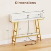 image:imageGiantex Console Table with Charging Station amp LED Lights 40 Entryway Table with Storage Shelves 3Tier Display Shelf for Small Space Sofa Table for Living Room BlackWhite  Gold