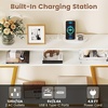 image:imageGiantex Console Table with Charging Station amp LED Lights 40 Entryway Table with Storage Shelves 3Tier Display Shelf for Small Space Sofa Table for Living Room BlackWhite  Gold