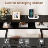 image:imageGiantex Console Table with Charging Station amp LED Lights 40 Entryway Table with Storage Shelves 3Tier Display Shelf for Small Space Sofa Table for Living Room BlackBlack