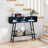 image:imageGiantex Console Table with Charging Station amp LED Lights 40 Entryway Table with Storage Shelves 3Tier Display Shelf for Small Space Sofa Table for Living Room BlackBlack