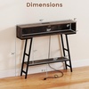 image:imageGiantex Console Table with Charging Station amp LED Lights 40 Entryway Table with Storage Shelves 3Tier Display Shelf for Small Space Sofa Table for Living Room BlackRustic Brown