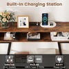 image:imageGiantex Console Table with Charging Station amp LED Lights 40 Entryway Table with Storage Shelves 3Tier Display Shelf for Small Space Sofa Table for Living Room BlackRustic Brown
