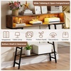 image:imageGiantex Console Table with Charging Station amp LED Lights 40 Entryway Table with Storage Shelves 3Tier Display Shelf for Small Space Sofa Table for Living Room BlackRustic Brown
