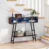 image:imageGiantex Console Table with Charging Station amp LED Lights 40 Entryway Table with Storage Shelves 3Tier Display Shelf for Small Space Sofa Table for Living Room BlackRustic Brown