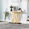 image:imageGiantex Gold Console Table 40 Entryway Table with Faux Marble Top amp Sturdy Metal Base Modern Accent Sofa Table for Entrance Living Room Hallway Foyer Decoration White