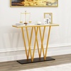 image:imageGiantex Gold Console Table 40 Entryway Table with Faux Marble Top amp Sturdy Metal Base Modern Accent Sofa Table for Entrance Living Room Hallway Foyer Decoration White