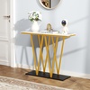 image:imageGiantex Gold Console Table 40 Entryway Table with Faux Marble Top amp Sturdy Metal Base Modern Accent Sofa Table for Entrance Living Room Hallway Foyer Decoration White