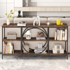 image:imageGiantex Narrow Long Console Table 3Tier Entryway Table with Faux Marble Top amp HeavyDuty Metal Frame MidCentury Accent Sofa Tables with Open Storage Shelves for Living Room HallwayWhiteGoldRustic Brown  Black