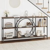 image:imageGiantex Narrow Long Console Table 3Tier Entryway Table with Faux Marble Top amp HeavyDuty Metal Frame MidCentury Accent Sofa Tables with Open Storage Shelves for Living Room HallwayWhiteGoldRustic Brown  Black