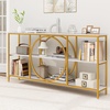image:imageGiantex Narrow Long Console Table 3Tier Entryway Table with Faux Marble Top amp HeavyDuty Metal Frame MidCentury Accent Sofa Tables with Open Storage Shelves for Living Room HallwayWhiteGoldWhite  Gold