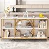 image:imageGiantex Narrow Long Console Table 3Tier Entryway Table with Faux Marble Top amp HeavyDuty Metal Frame MidCentury Accent Sofa Tables with Open Storage Shelves for Living Room HallwayWhiteGoldWhite  Gold