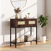image:imageGiantex Rattan Console Table 32 Boho Entryway Table with 2 Drawers Metal Frame Narrow Long Sofa Tables with Open Storage Shelf for Living Room Hallway Foyer Entrance BlackRustic Brown