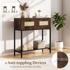 image:imageGiantex Rattan Console Table 32 Boho Entryway Table with 2 Drawers Metal Frame Narrow Long Sofa Tables with Open Storage Shelf for Living Room Hallway Foyer Entrance BlackRustic Brown