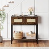 image:imageGiantex Rattan Console Table 32 Boho Entryway Table with 2 Drawers Metal Frame Narrow Long Sofa Tables with Open Storage Shelf for Living Room Hallway Foyer Entrance BlackRustic Brown