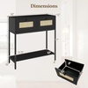 image:imageGiantex Rattan Console Table 32 Boho Entryway Table with 2 Drawers Metal Frame Narrow Long Sofa Tables with Open Storage Shelf for Living Room Hallway Foyer Entrance BlackBlack