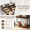 image:imageGiantex Rattan Console Table 32 Boho Entryway Table with 2 Drawers Metal Frame Narrow Long Sofa Tables with Open Storage Shelf for Living Room Hallway Foyer Entrance BlackRustic Brown