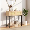 image:imageGiantex Rattan Console Table 32 Boho Entryway Table with 2 Drawers Metal Frame Narrow Long Sofa Tables with Open Storage Shelf for Living Room Hallway Foyer Entrance BlackNatural