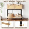 image:imageGiantex Rattan Console Table 32 Boho Entryway Table with 2 Drawers Metal Frame Narrow Long Sofa Tables with Open Storage Shelf for Living Room Hallway Foyer Entrance BlackNatural