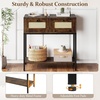 image:imageGiantex Rattan Console Table 32 Boho Entryway Table with 2 Drawers Metal Frame Narrow Long Sofa Tables with Open Storage Shelf for Living Room Hallway Foyer Entrance BlackRustic Brown